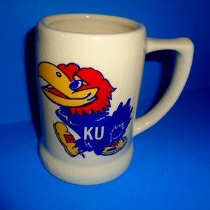 Kansas University JAYHAWKS Football CeramicBeer Mug, 5" Tall Excellent Condition